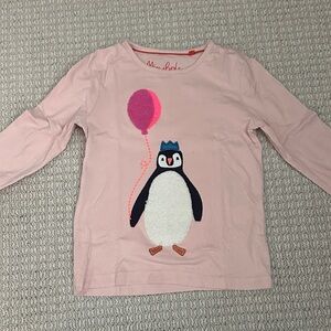 Mini Boden Light Pink Long Sleeve with Penguin and Balloon